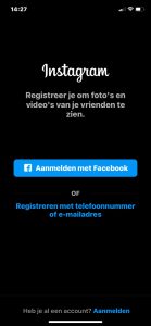 Aanmelden bij Instagram