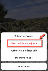 Jezelf uit getagd bericht verwijderen Instagram