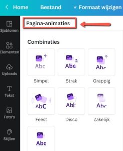 Pagina animaties maken in Canva