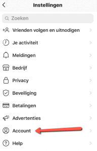 Accountinstellingen Instagram