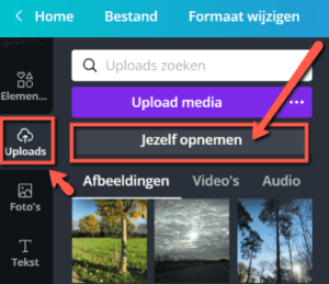 Jezelf opnemen video Canva