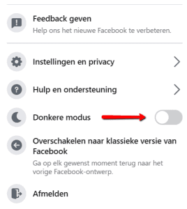 Donkere modus instellen Facebook