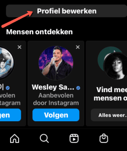 Instagram profiel bewerken