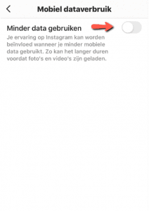Mobiel datagebruik instellen op Instagram