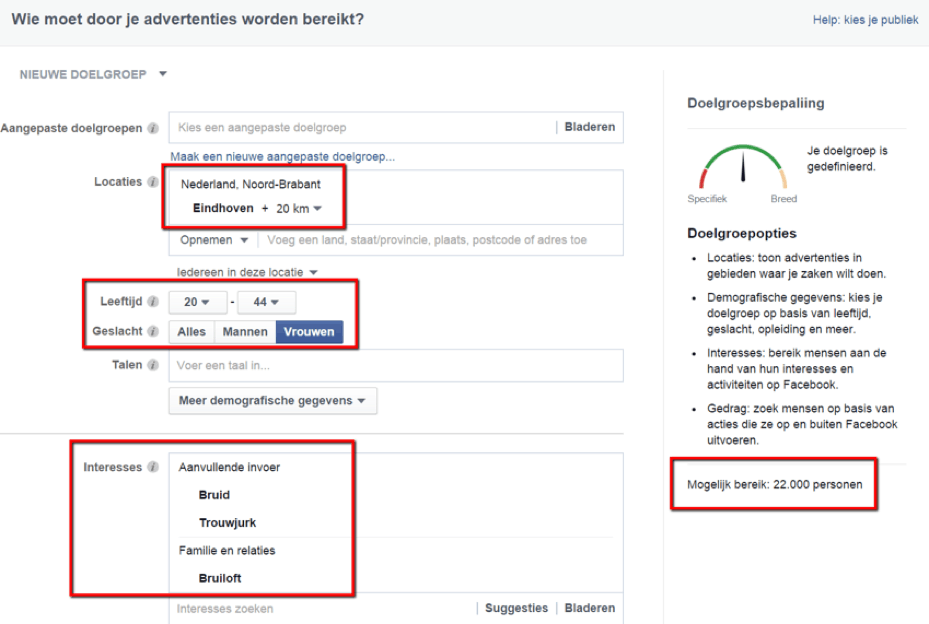 Facebook doelgroep samenstellen