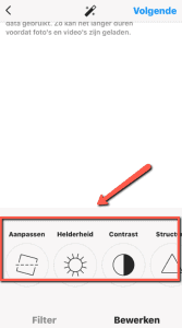 Instagram foto's bewerken instellingen
