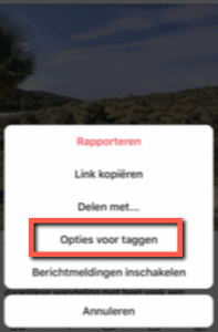 Opties voor taggen Instagram