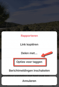 Opties voor taggen op Instagram