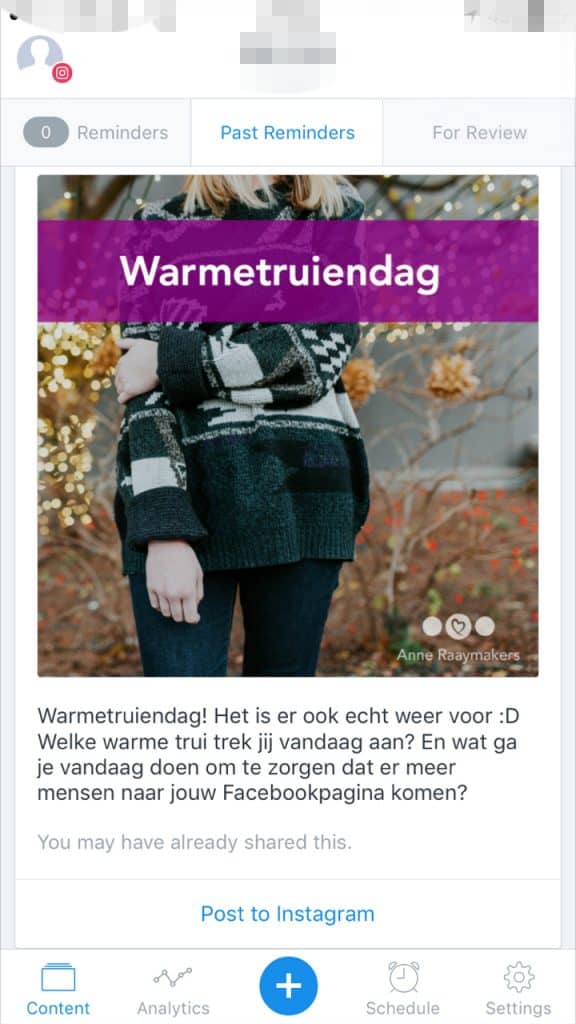 Instagram berichten inplannen
