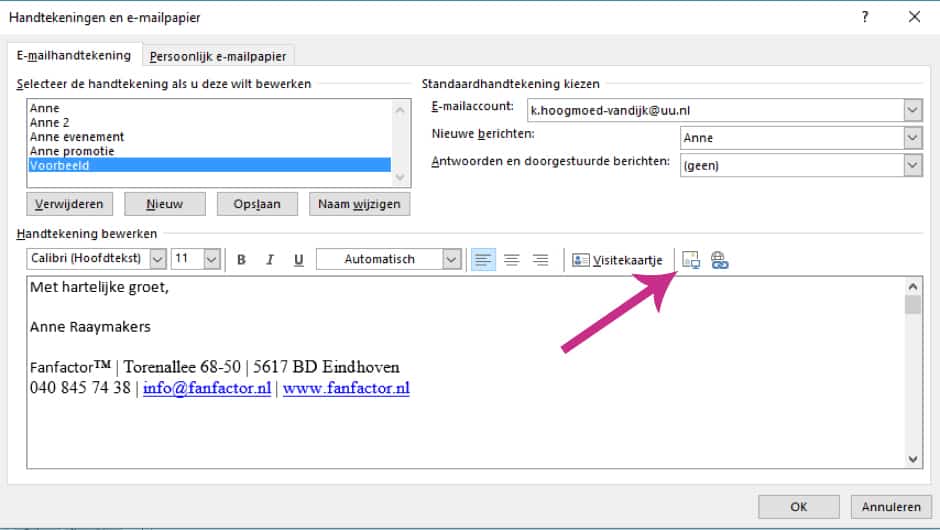 Microsoft Outlook handtekening