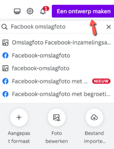 Facebook omslagfoto maken in Canva