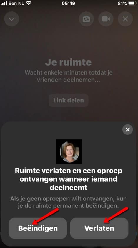 Facebook ruimte verlaten