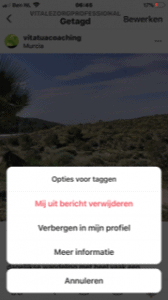 Mij uit bericht verwijderen taggen op Instagram