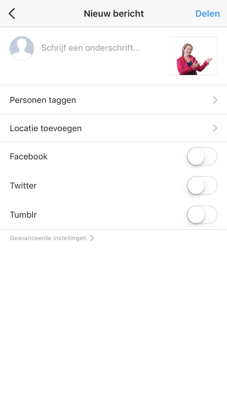 Instagram Marketing bericht bewerken