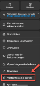 Instagram content vastzetten op je profiel 2