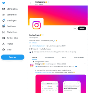 Instagram op Twitter