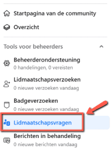 Lidmaatschapsvragen Facebookgroep instellen