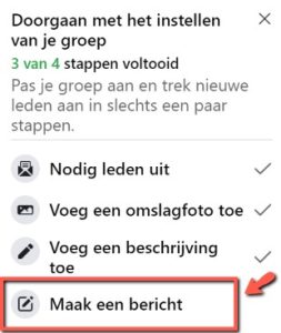 Maak een bericht in Facebookgroep