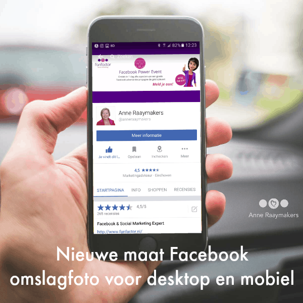 Nieuwe maat Facebook omslagfoto voor desktop en mobiel