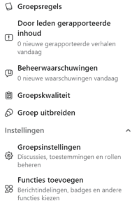 Opties Facebookgroep beheren 2