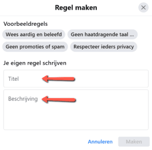 Regel maken voor Facebookgroep