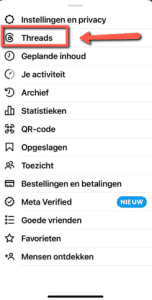 Threads selecteren