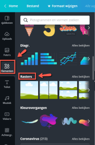 Rasters selecteren in Canva