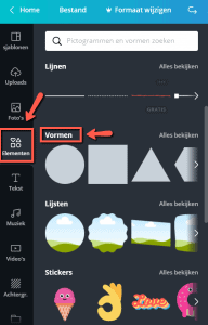 Vormen selecteren in Canva