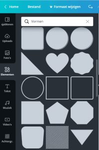 Vormen selecteren in Canva