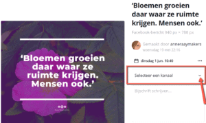 Social media post inplannen Canva kanaal kiezen