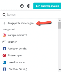 Ontwerp Canva met aangepaste afmetingen maken