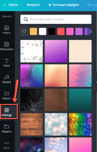 Achtergrond selecteren in Canva