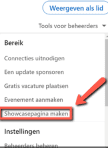 Showcase pagina maken LinkedIn