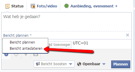 berichten antidateren op Facebook