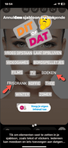 elementen in sjabloon vastzetten instagram