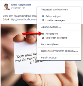 Hoogtepunt Facebook pagina