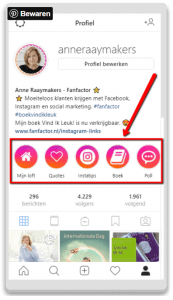 Instagram hoogtepunten icoontjes