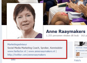 Korte beschrijving Facebook Anne Raaymakers