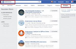 Ondernemers groep op Facebook