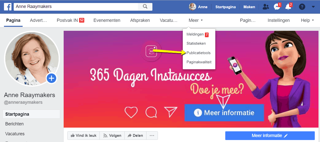 Inplannen facebook