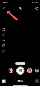 Instagram Reel camerabeeld verlaten
