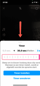 Seconden instellen timer Instagram Reel