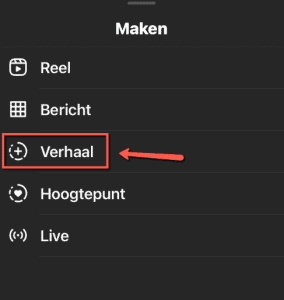 Uitleg story maken op Instagram
