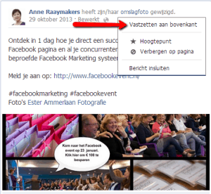 bericht vastzetten Facebook