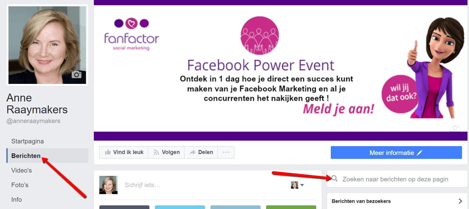 zoeken op Facebookpagina